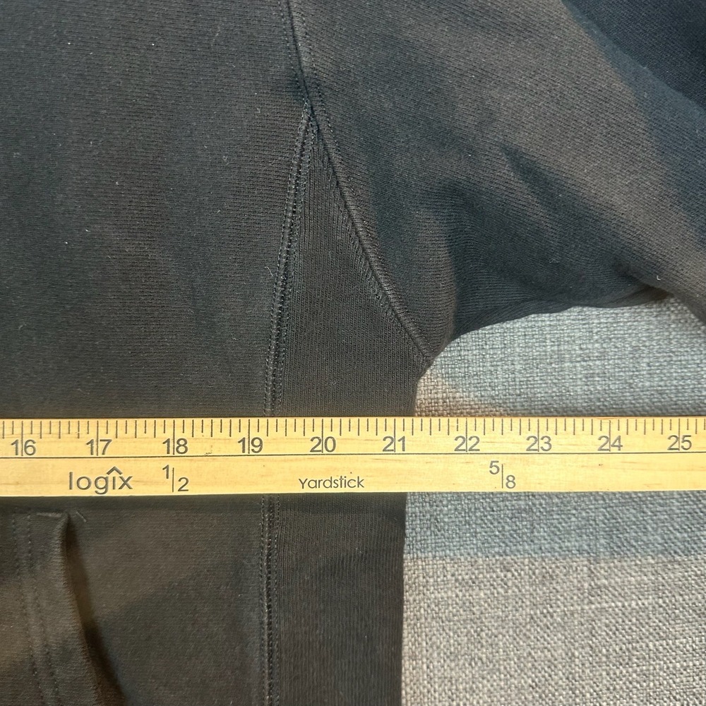 Champion Reverse Weave Hoodie Sweatshirt Black Pullover Sleeve Logo Medium - Picture 5 of 6